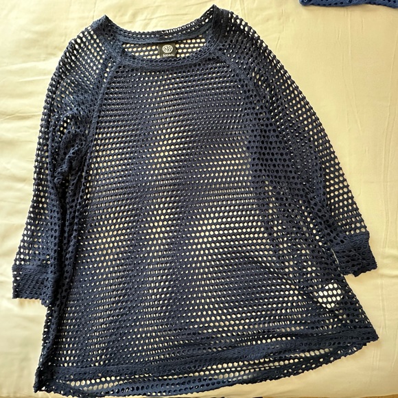 Bobeau Midnight Blue Eyelet Knit Top - Picture 2 of 12